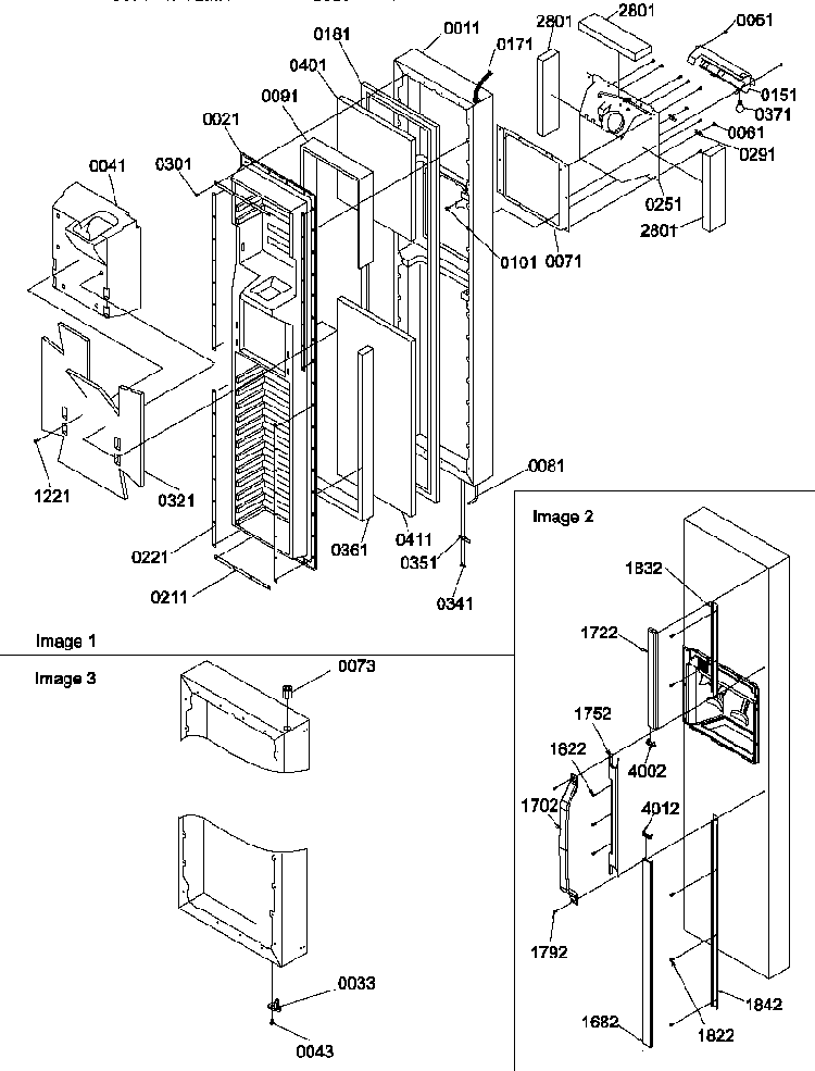 Freezer Door Diagram and Parts List for SPD25TL-P1303505WL  Amana Refrigerator