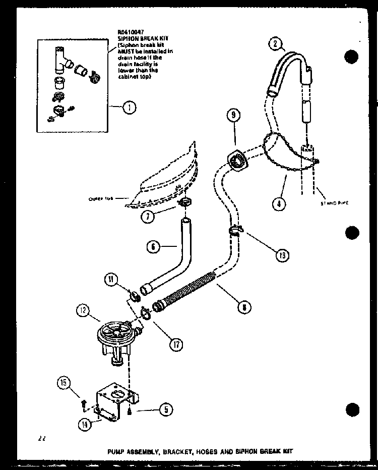Section 1 Diagram and Parts List for CW2303G P1122908WG Amana Washer