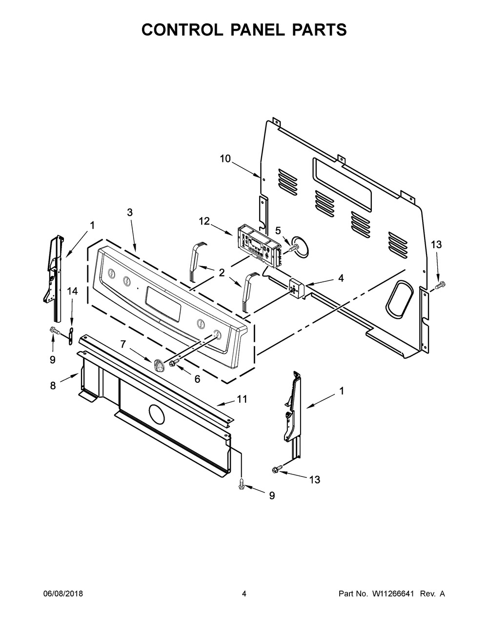 Control Panel Parts Diagram and Parts List for ACR4503SFS2  Maytag Range