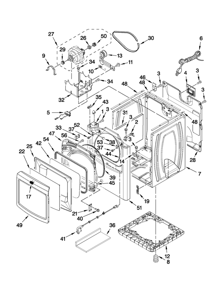 Cabinet Parts Diagram and Parts List for MGDB950YW2  Maytag Dryer