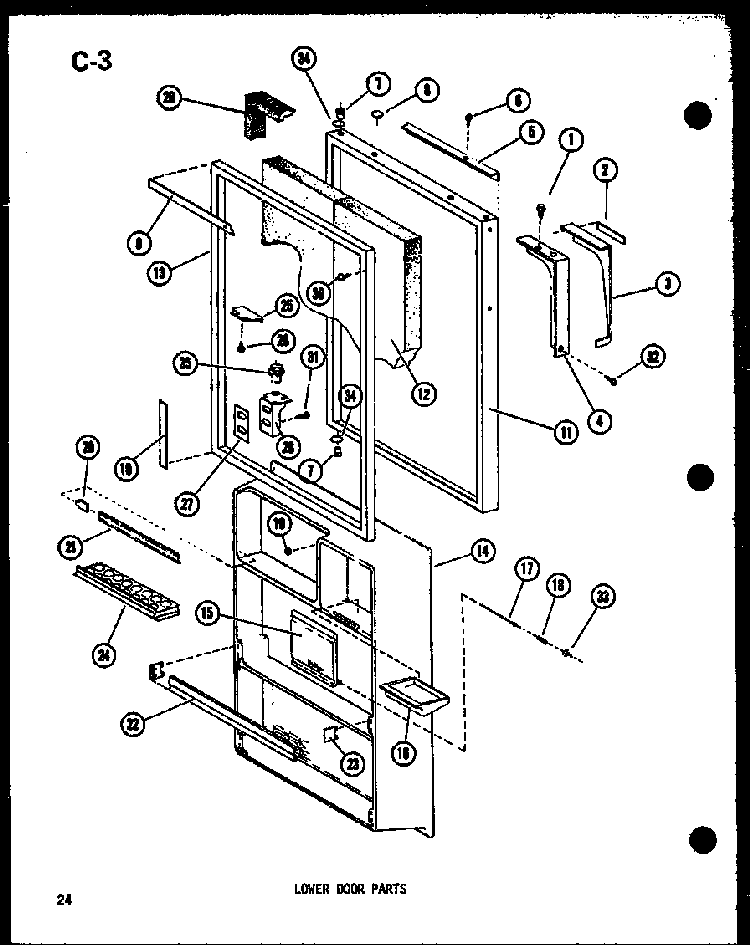 Lower Door Parts Diagram and Parts List for TC18D-L-P74660-5WL  Amana Refrigerator