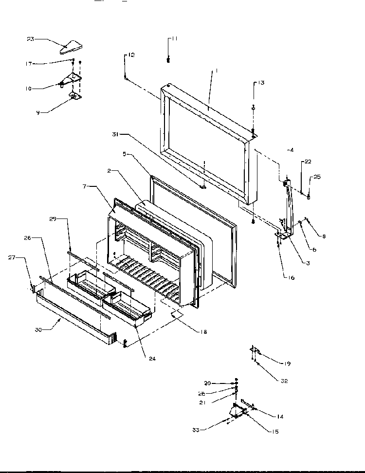 Freezer Door Diagram and Parts List for TP21A3L-P1181503WL  Amana Refrigerator