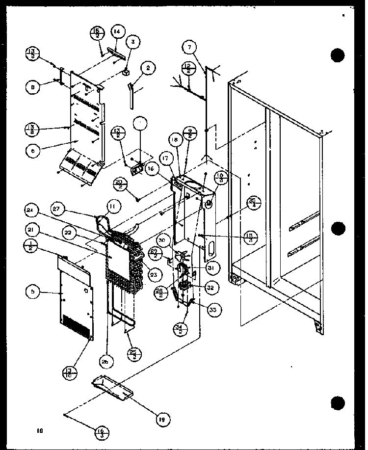 Section 14 Diagram and Parts List for 36088-P11108702W  Amana Refrigerator