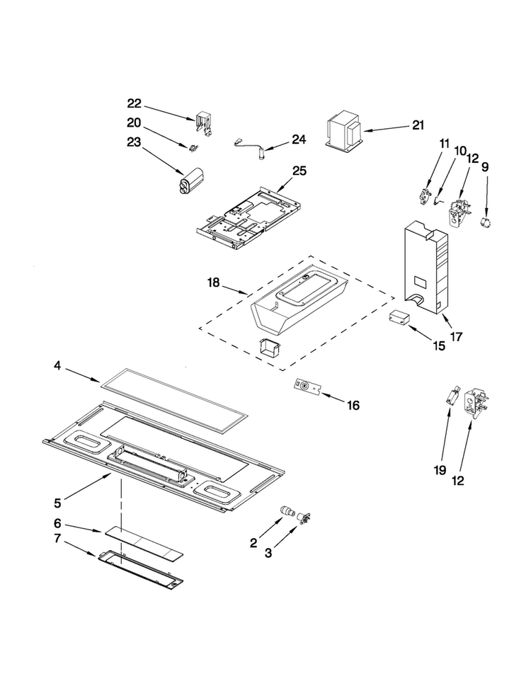 Interior And Ventilation Parts Diagram and Parts List for MMV1164WW2  Maytag Microwave