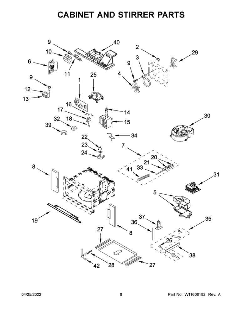 Cabinet And Stirrer Parts 1 Diagram and Parts List for JMC2427LM00  Maytag Microwave