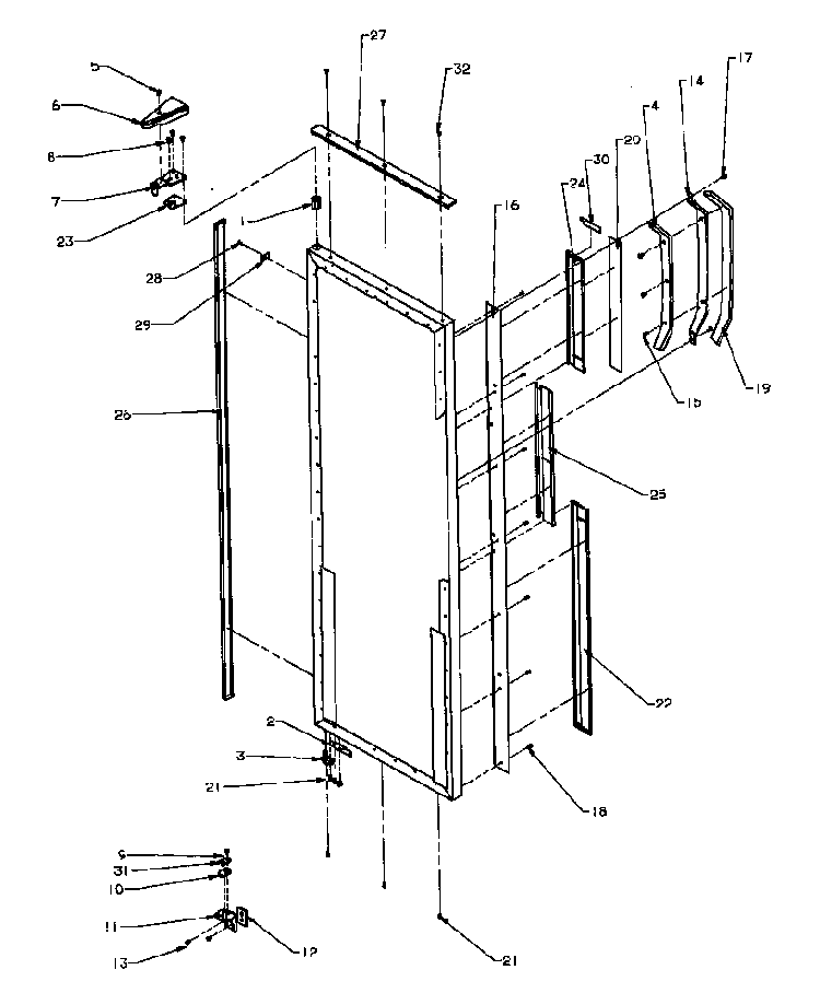 Refrigerator Door Hinge And Trim Parts Diagram and Parts List for SXD25AL-P1162436WL  Amana Refrigerator