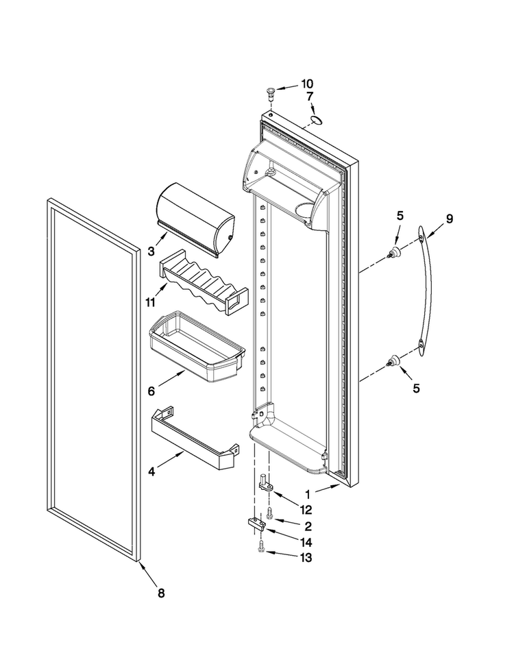 Refrigerator Door Parts Diagram and Parts List for 5MS224NEWY02  Maytag Refrigerator