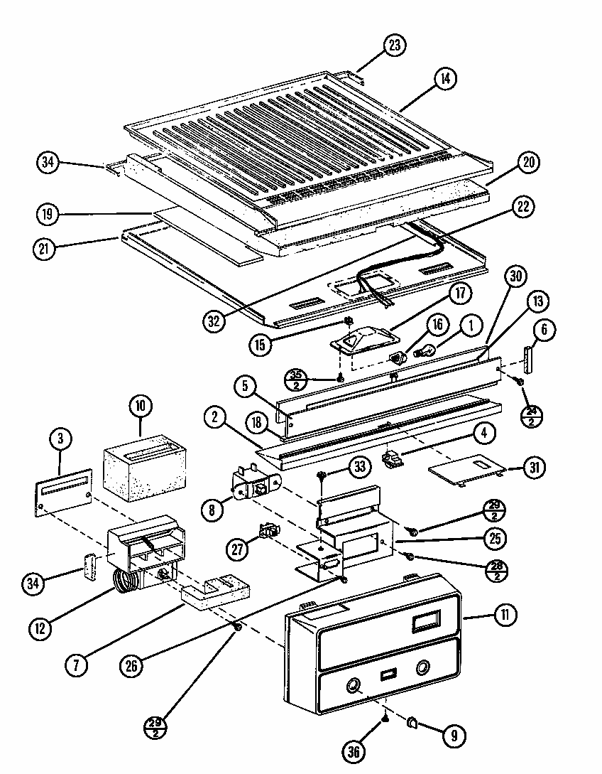 Controls (tl22n/p1106215w) (tli22n/p1106224w) Diagram and Parts List for TL18N-P1106211W  Amana Refrigerator