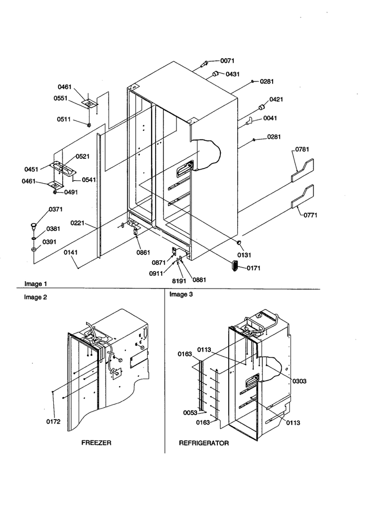 Cabinet Diagram and Parts List for SXD23VL-P1315301WL  Amana Refrigerator