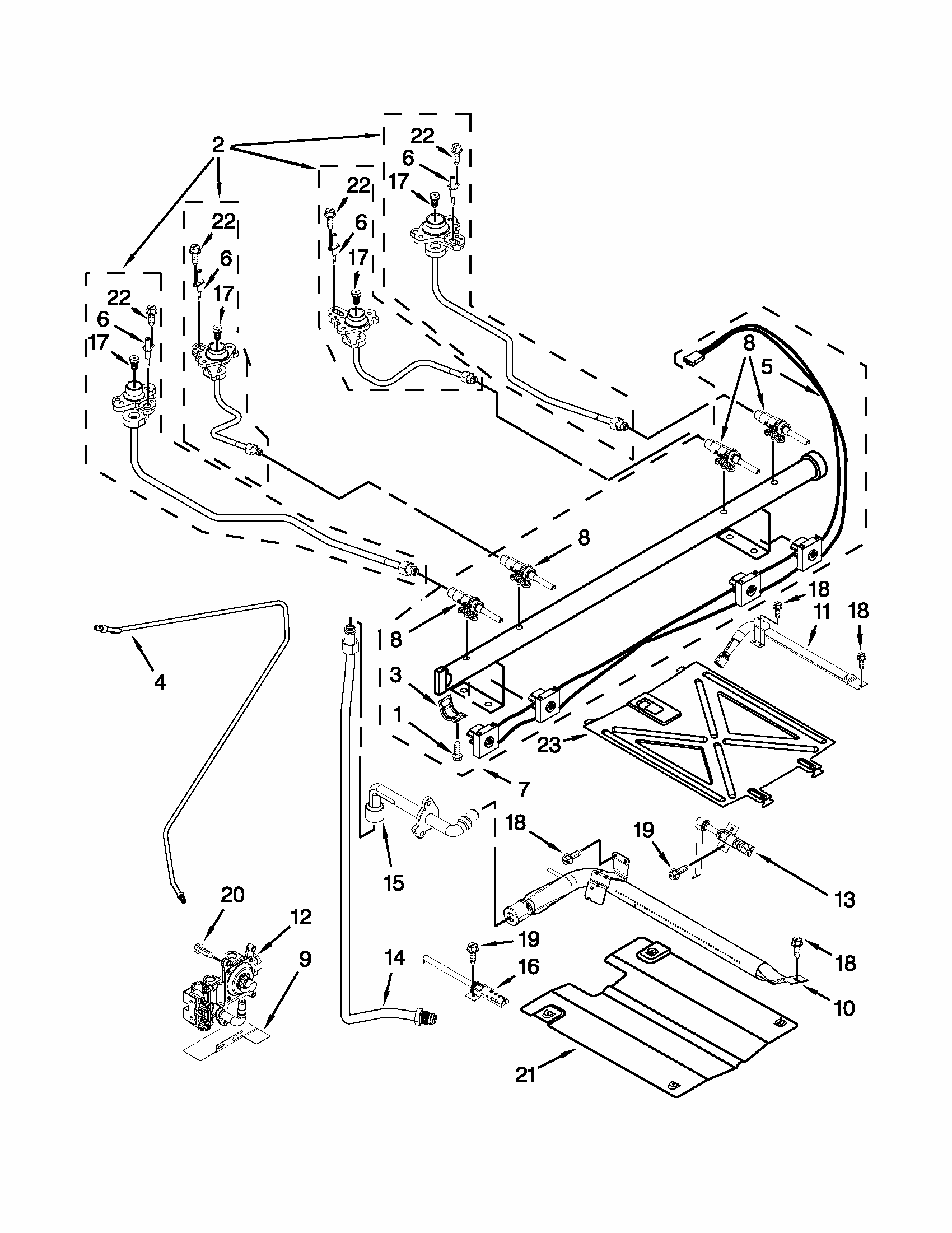 Manifold Parts Diagram and Parts List for MGR7685AB1  Maytag Range
