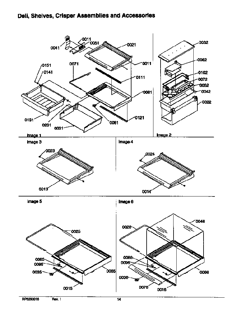 Deli, Shelves, Crisper Assemblies And Accessories Diagram and Parts List for SRD526TW-P1310201WW  Amana Refrigerator
