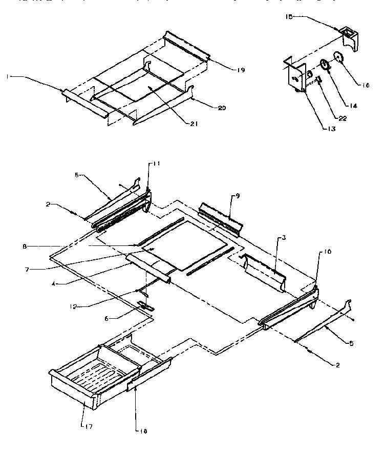 Cabinet Shelving Diagram and Parts List for TSI18A5W-P1188201WW  Amana Refrigerator