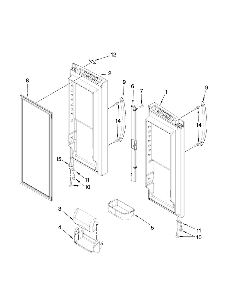 Refrigerator Door Parts Diagram and Parts List for MFF2558VEM9  Maytag Refrigerator