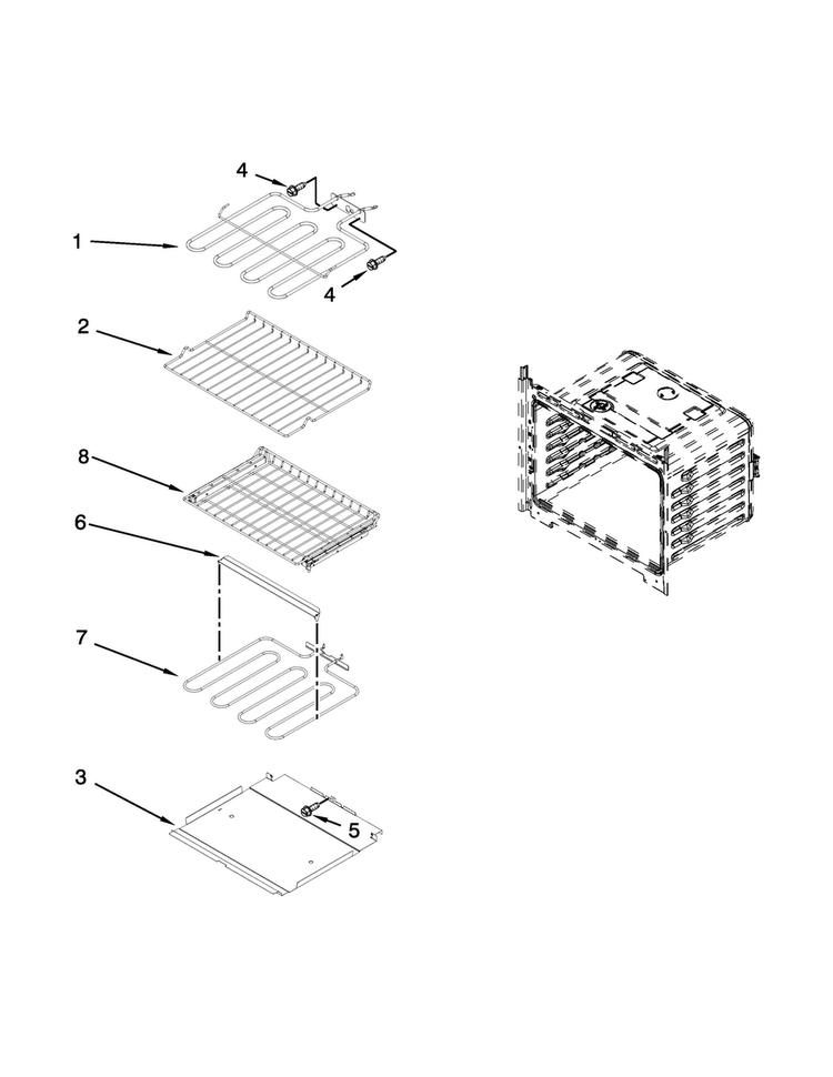 Internal Oven Parts Diagram and Parts List for MEW7627DE01  Maytag Wall Oven