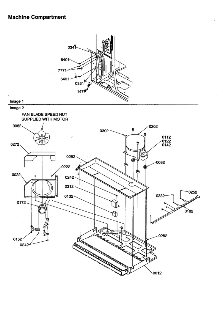 Machine Compartment Diagram and Parts List for TSI25VE-P1308102WE  Amana Refrigerator