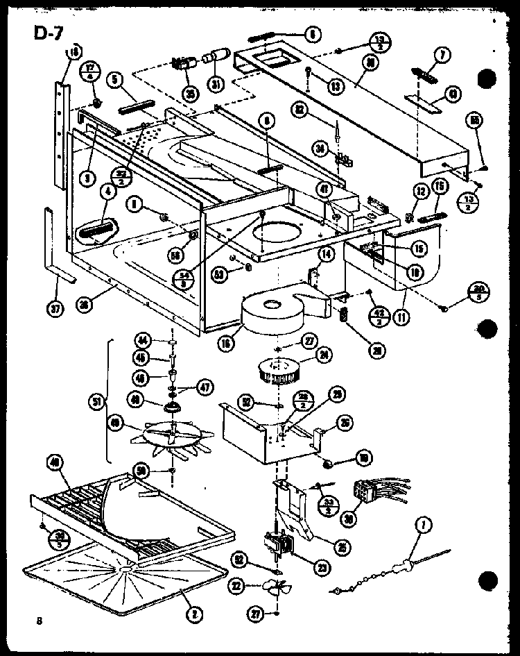 Blower/antenna Diagram and Parts List for MVH-9T P75409-5M Amana Microwave