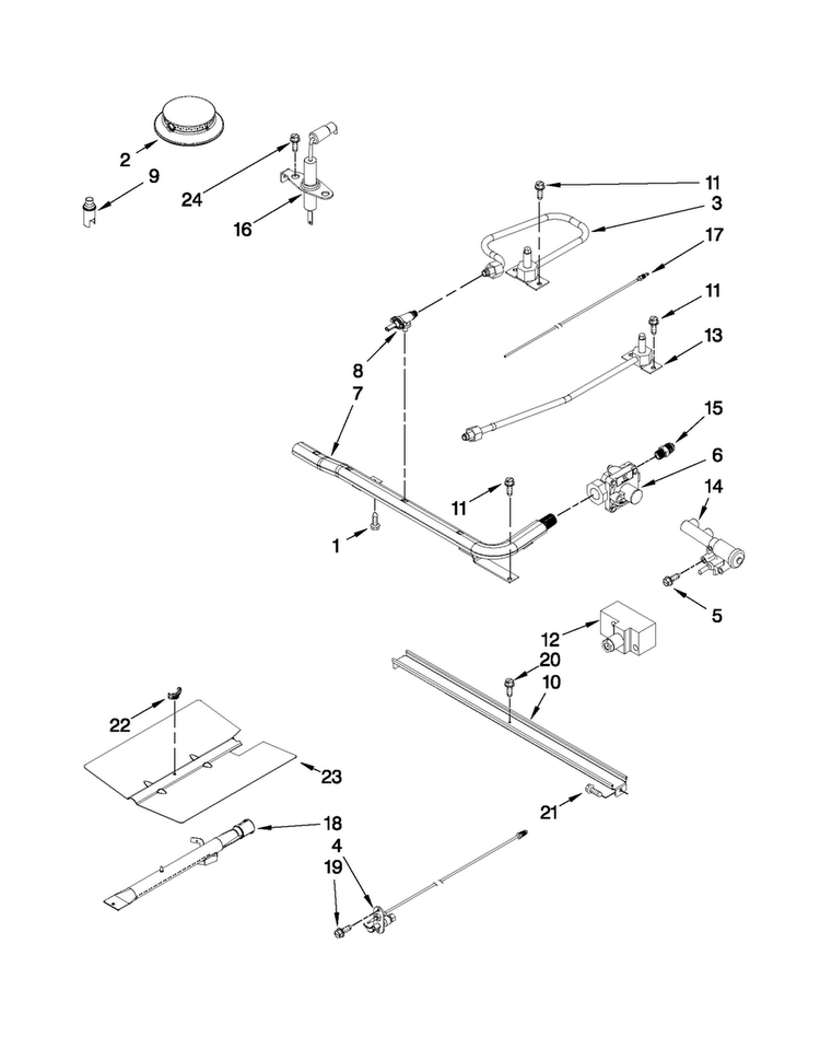 Manifold Parts Diagram and Parts List for ALY2280BDS12  Amana Range