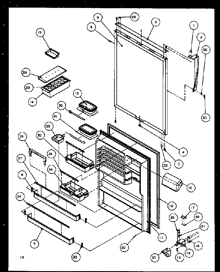 Refrigerator Door Diagram and Parts List for TG18RBW-P1158303WW  Amana Refrigerator