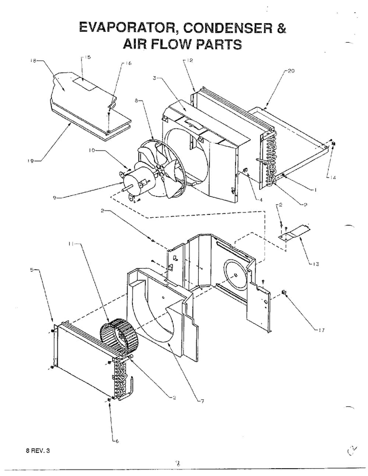 Evaporator/condenser/ Air Flow Parts Diagram and Parts List for 5787  Amana Air Conditioner