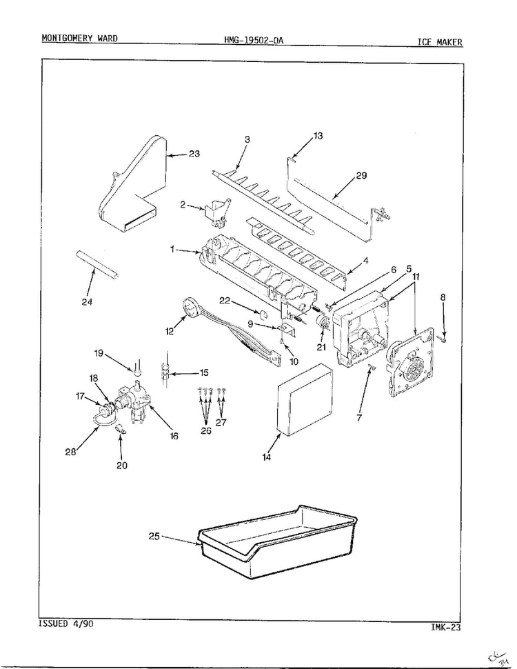 Ice Maker Diagram and Parts List for 19502A  Admiral Refrigerator