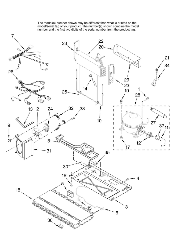 Unit Parts Diagram and Parts List for AFF2534FEB11  Amana Refrigerator