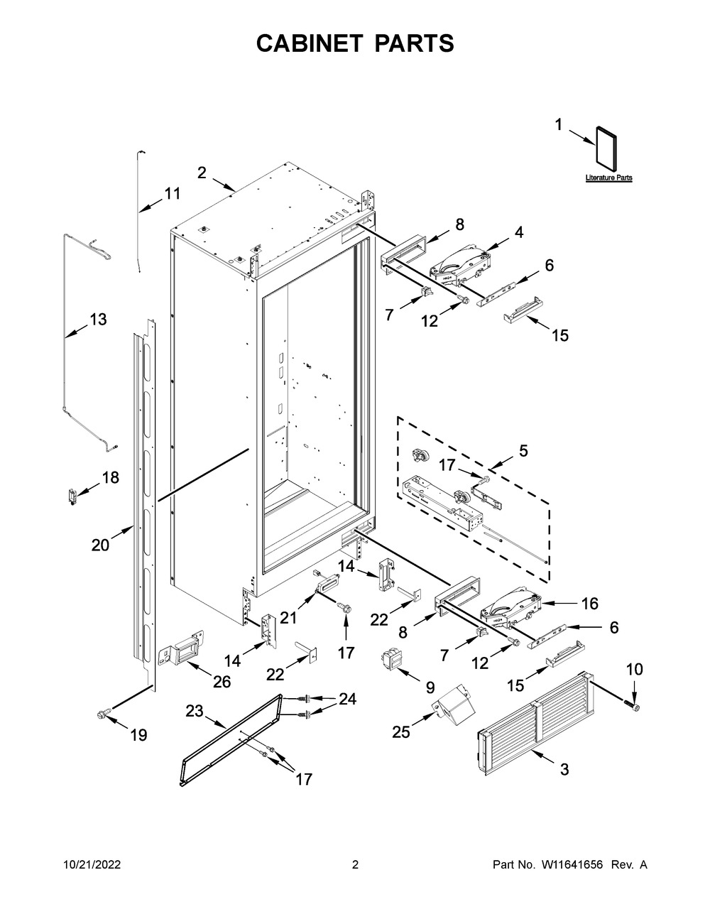 Cabinet Parts Diagram and Parts List for JBZFL30IGX10  Jenn-Air Freezer