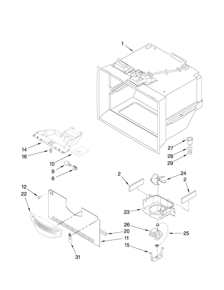 Freezer Liner Parts Diagram and Parts List for ABR192ZFES5  Amana Refrigerator