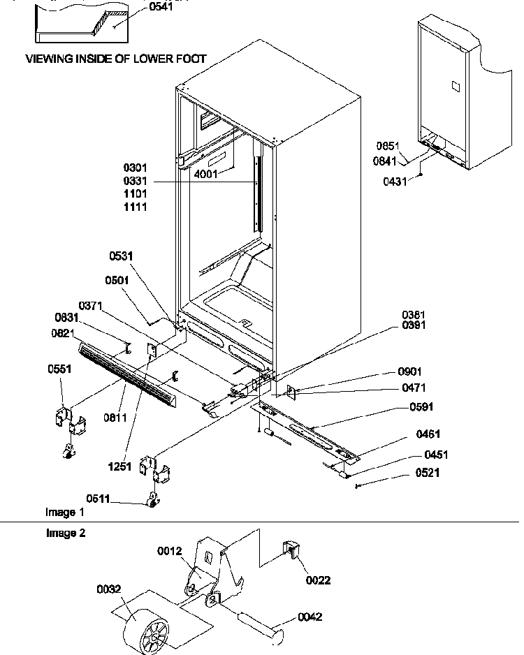 Ladders, Lower Cabinet And Rollers Diagram and Parts List for TH18V2W-P1315702WW  Amana Refrigerator