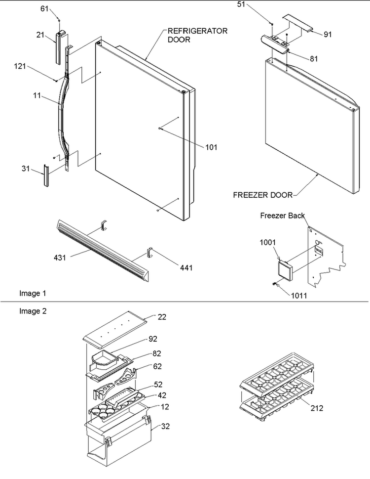 Door Handles & Accessories Diagram and Parts List for BX518VE-P1324301WE  Amana Refrigerator