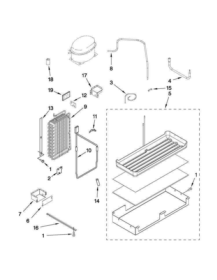 Lower Unit And Tube Parts Diagram and Parts List for JS42NXFXDW02  Jenn-Air Refrigerator