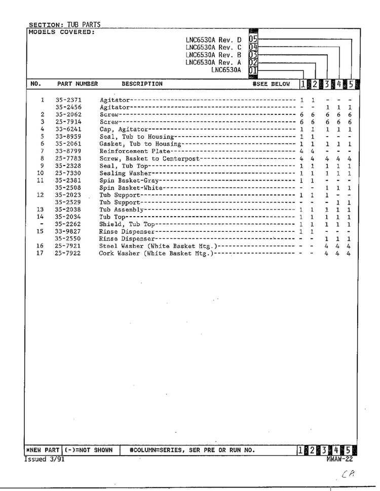 Tub Parts Page 2 Diagram and Parts List for 6530A REV A Norge Washer