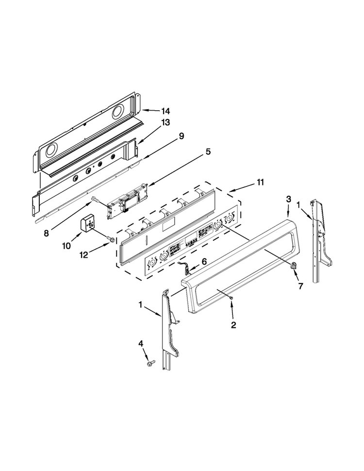 Control Panel Parts Diagram and Parts List for MET8775XB02  Maytag Range