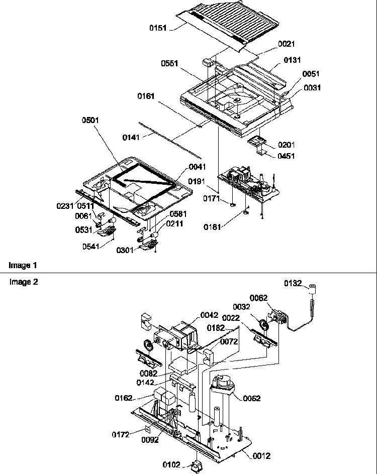 Drain Block Assembly And Control Assembly Diagram and Parts List for HT600W-P1319401WW  Amana Refrigerator