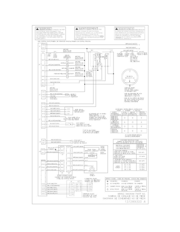 Wiring Diagram Diagram and Parts List for CFWH7300RW0  Crosley Washer