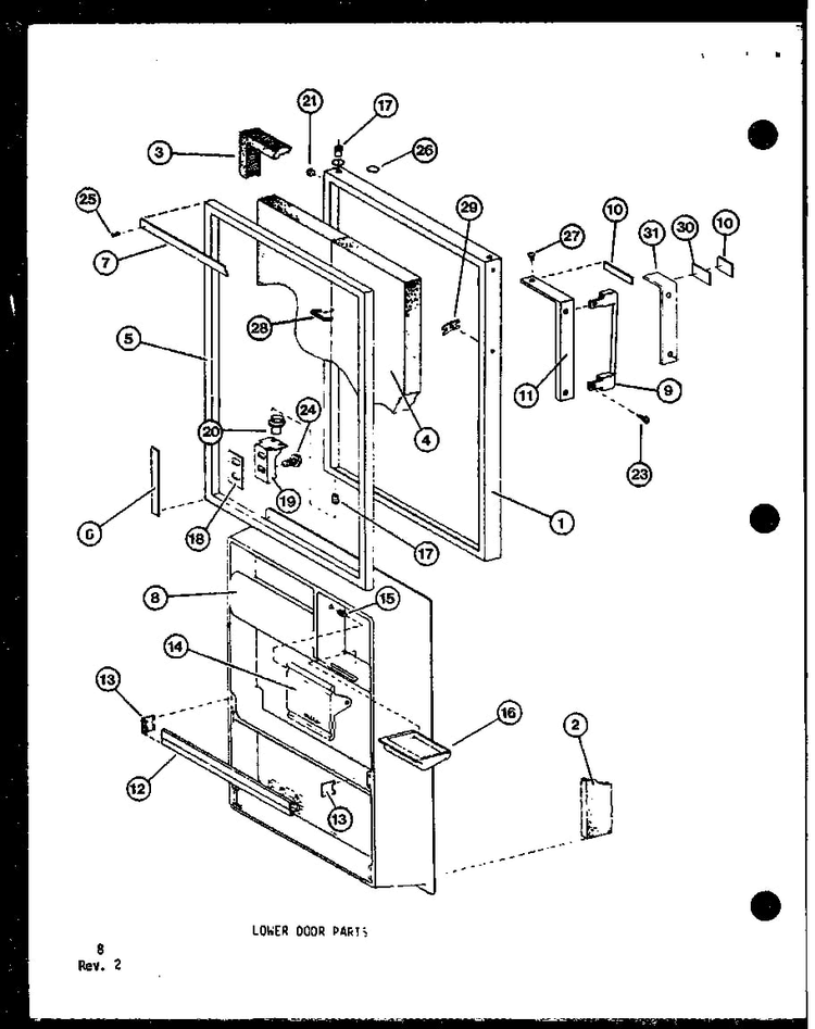 Lower Door Parts Diagram and Parts List for TM-516E-P74645-15W  Amana Refrigerator