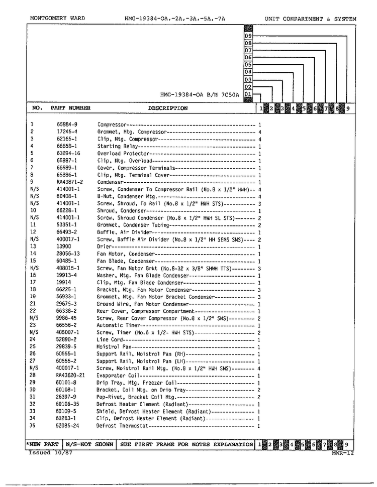 Unit Compartment And System Page 2 Diagram and Parts List for 19384A  Admiral Refrigerator