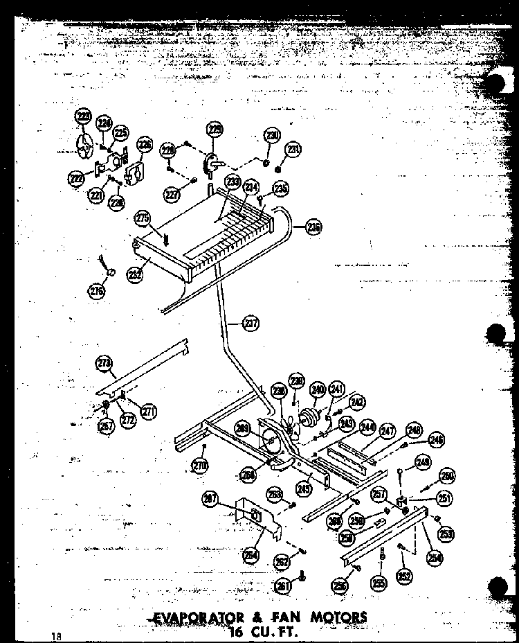 Evaporator & Fan Motors 16 Cu. Ft. Diagram and Parts List for T16W-P60303-8W  Amana Refrigerator