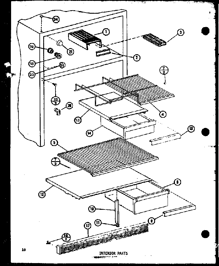 Interior Parts Diagram and Parts List for TM14KL-P7705206WL  Amana Refrigerator