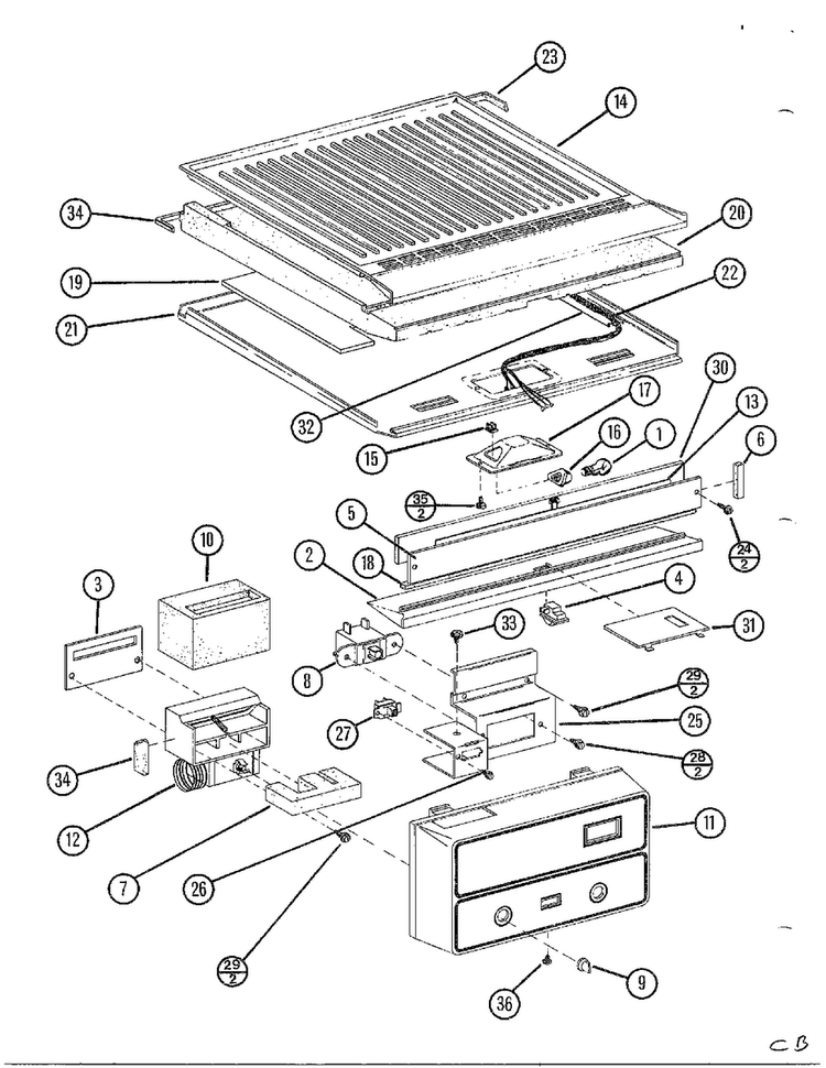 Top Mount Page 33 Diagram and Parts List for TC22N-P116205W  Amana Refrigerator