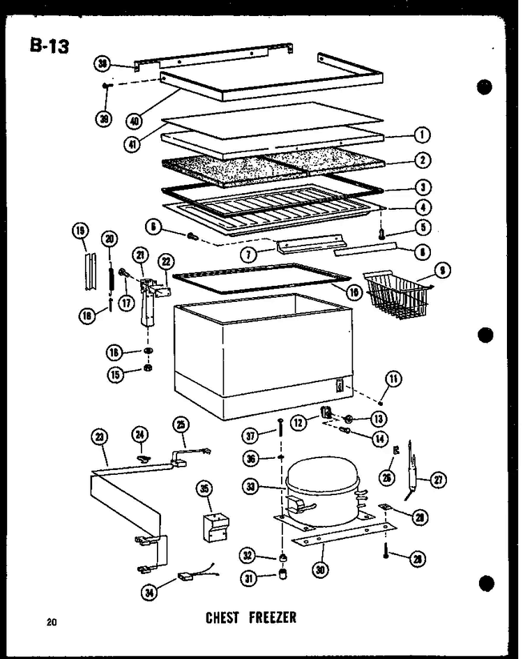 Chest Freezer Diagram and Parts List for CD7-C P60240-63WC Amana Freezer