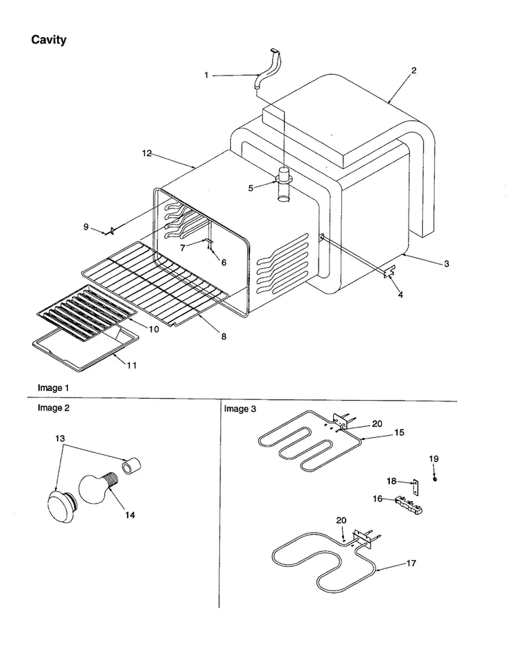 Cavity Diagram and Parts List for ART6121E-P1143812NE  Amana Range