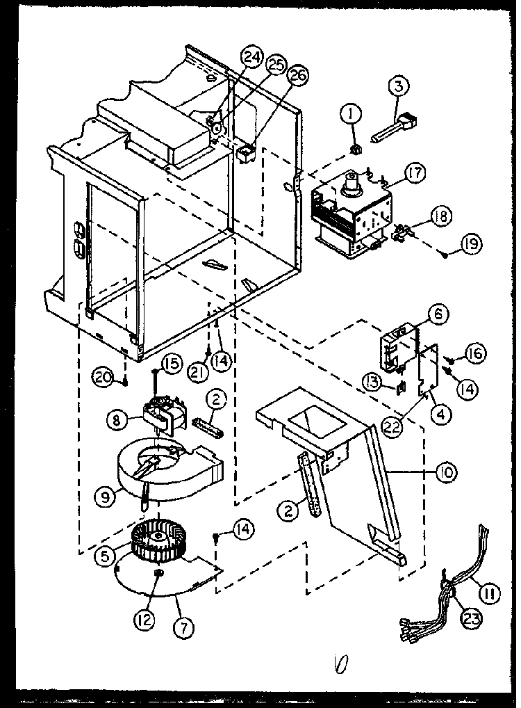 Blower/magnetron/capacitor Diagram and Parts List for MPS229-10 MN01 Caloric Microwave