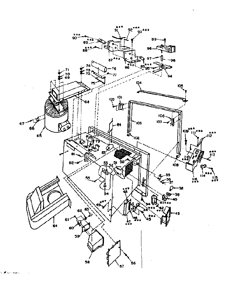 Oven Assembly Diagram and Parts List for 5629967310  Kenmore Microwave