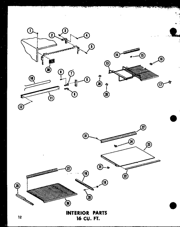 Interior Parts 16 Cu. Ft. Diagram and Parts List for TC18B-P73500-7W  Amana Refrigerator