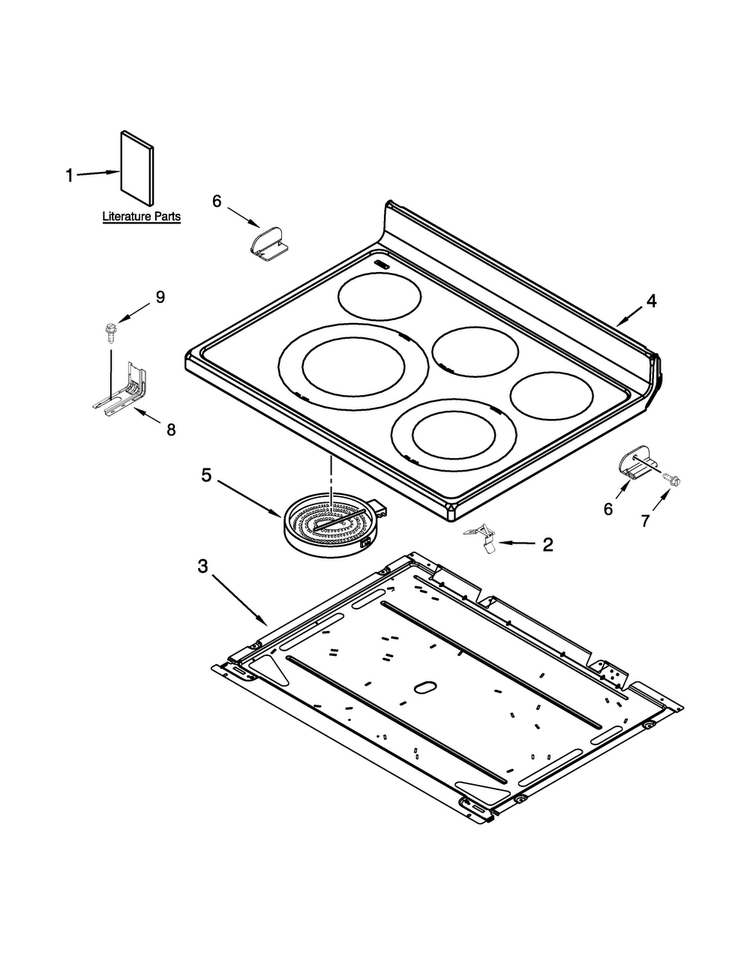Cooktop Parts Diagram and Parts List for 4KMER7685ES0  Maytag Range