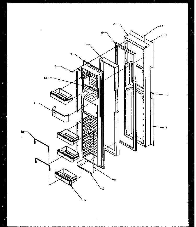 Freezer Door Diagram and Parts List for SXDE27NPL-P1162204WL  Amana Refrigerator