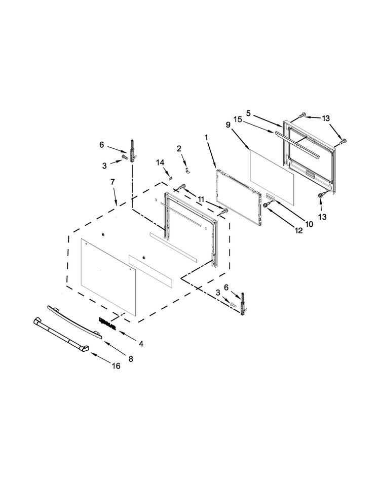 Oven Door Parts Diagram and Parts List for JMW2430DP00  Jenn-Air Microwave