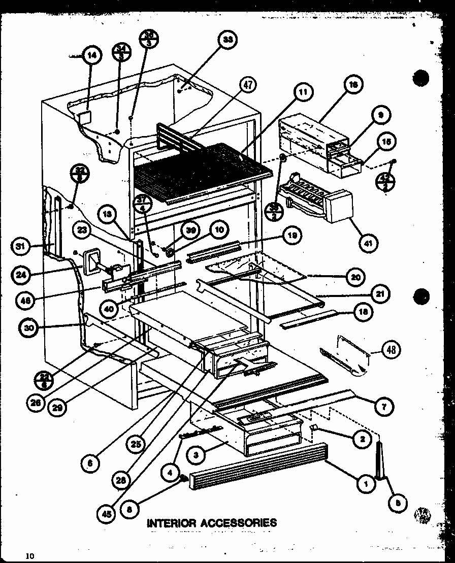Interior Accessories (tl18k/p7803221w) (tl18k/p7803222w) (tli18k/p7803223w) (tli18k/p7803224w) (tli18k/p7803245w) (tli18k/p7803246w) Diagram and Parts List for TLI20K-P7803249W  Amana Refrigerator