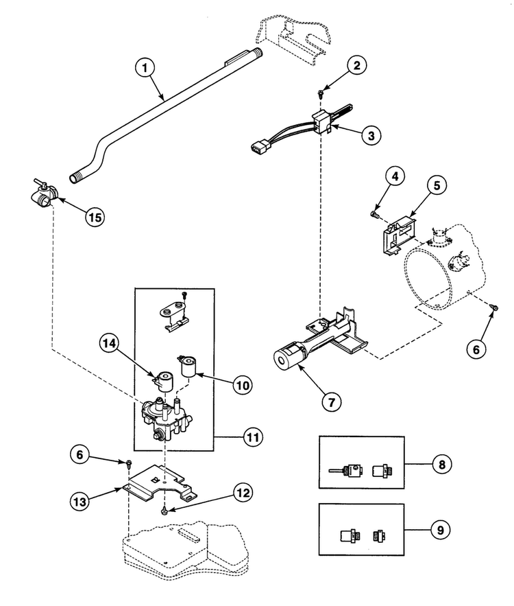 Gas Valve Diagram and Parts List for SDG109WF99L6  Speed Queen Dryer