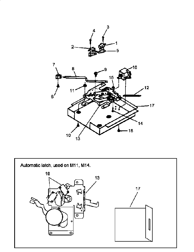 Door Latch Diagram and Parts List for ACO27DEW1-P1132334NW  Amana Wall Oven
